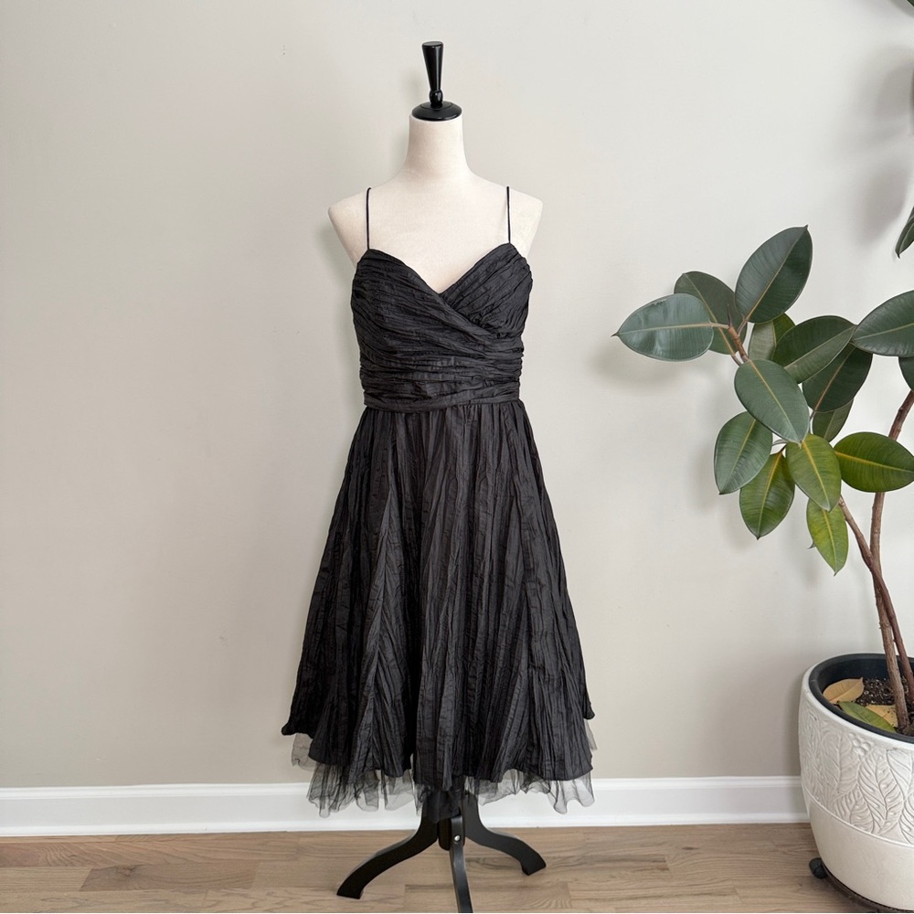 Vintage Cache Formal Crinkled Fit and Flare Dress 80s-90s